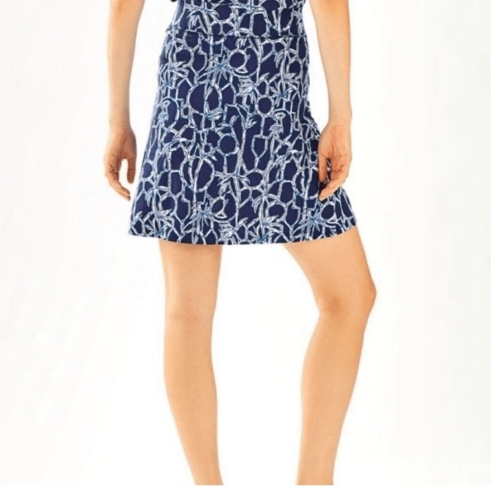 Lilly Pulitzer Brenna Blue Bamboo Design High Waist Beach Skirt Small
